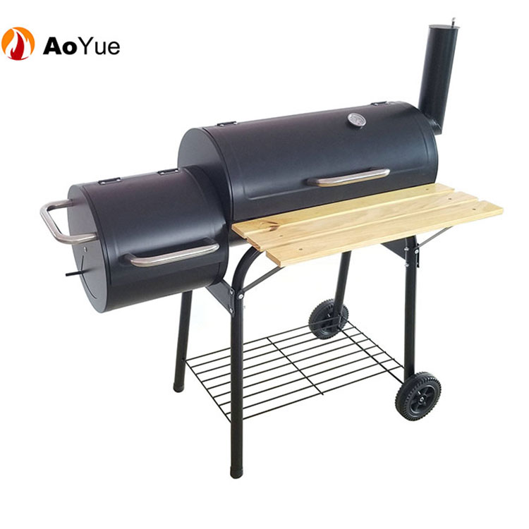 Outdoor Large Portable Trolley Barrel Smoker Charcoal BBQ Grill