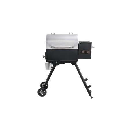 Wood pellet grill smoker control panel and cooking chamber