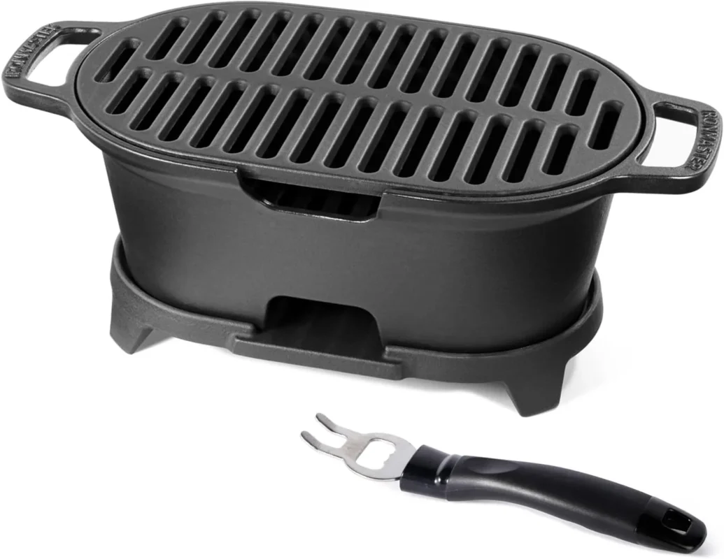 AO YUE AY-GS-015 tabletop charcoal grill with removable slotted cooking surface