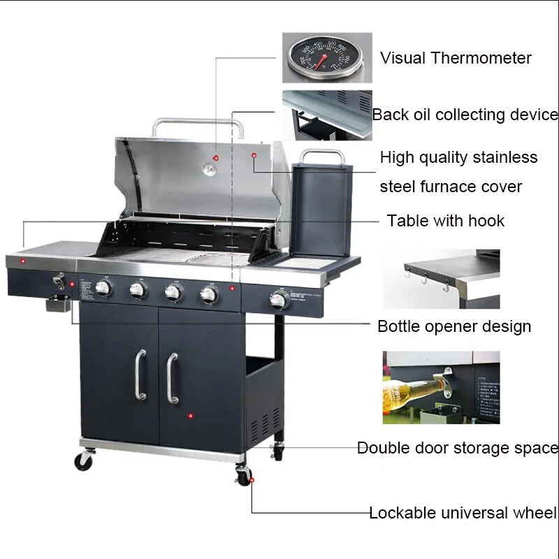Commercial Charcoal BBQ Grill AY-QTYS-004-1B detail view 7